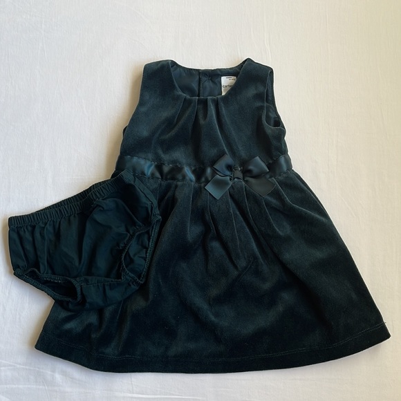 Carter's Baby Girl's Green Velvet Holiday Party Dress Size 12 Months - Picture 5 of 9